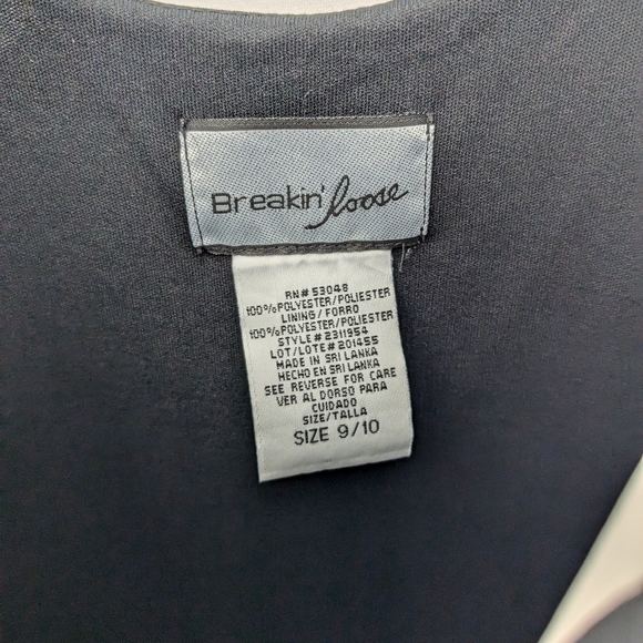 Breakin Loose 90's Long Dress Black White Waves Sz 9/10 Fluttery Sleeveless B-3 - Picture 10 of 11